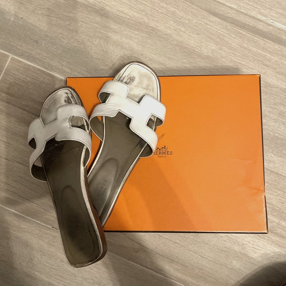 Hermes Sandales Oran white color - USED